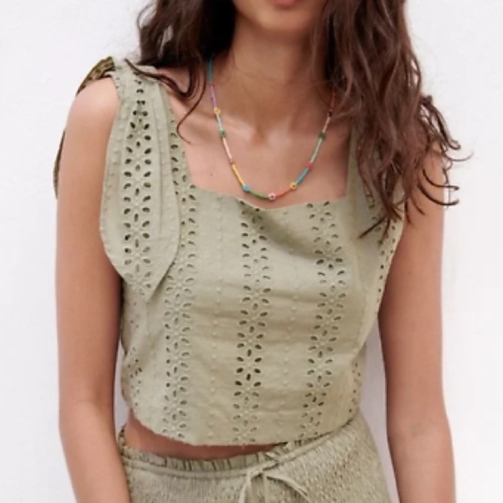 Zara NWT Eyelet Top